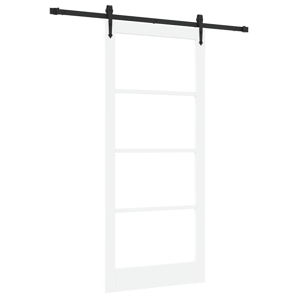Skyvedør Hvit 93 x 211 cm Massivt furutre og glass