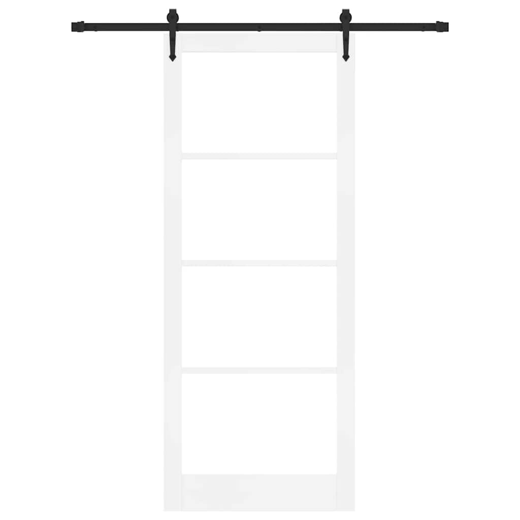 Skyvedør Hvit 93 x 232 cm Massivt furutre og glass