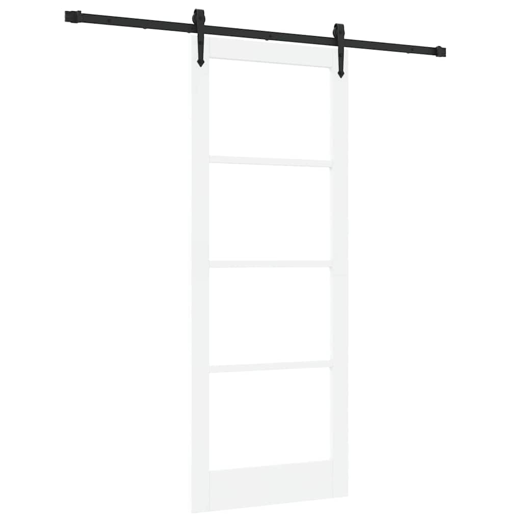 Skyvedør Hvit og svart 83 x 211 cm Massivt furutre og glass