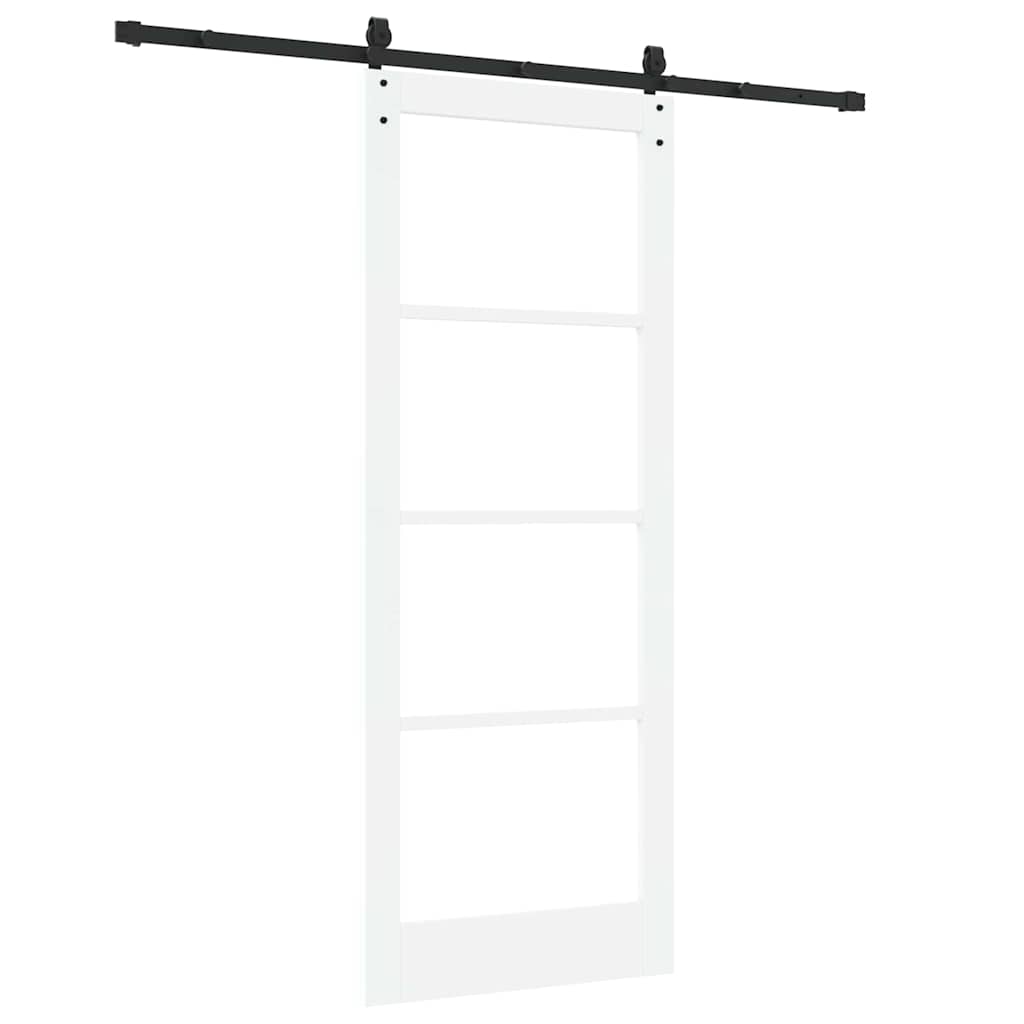Skyvedør Hvit og svart 83 x 211 cm Massivt furutre og glass