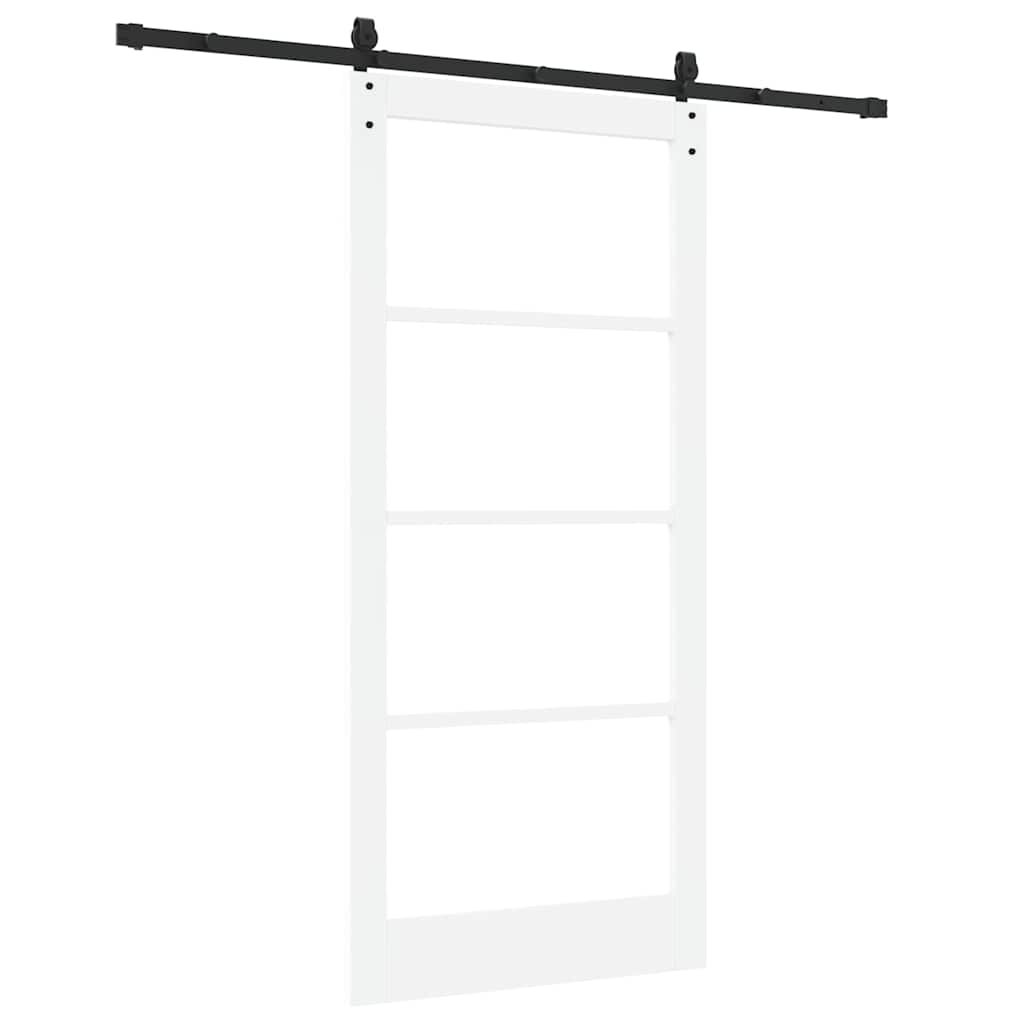 Skyvedør Hvit og svart 93 x 202 cm Massivt furutre og glass