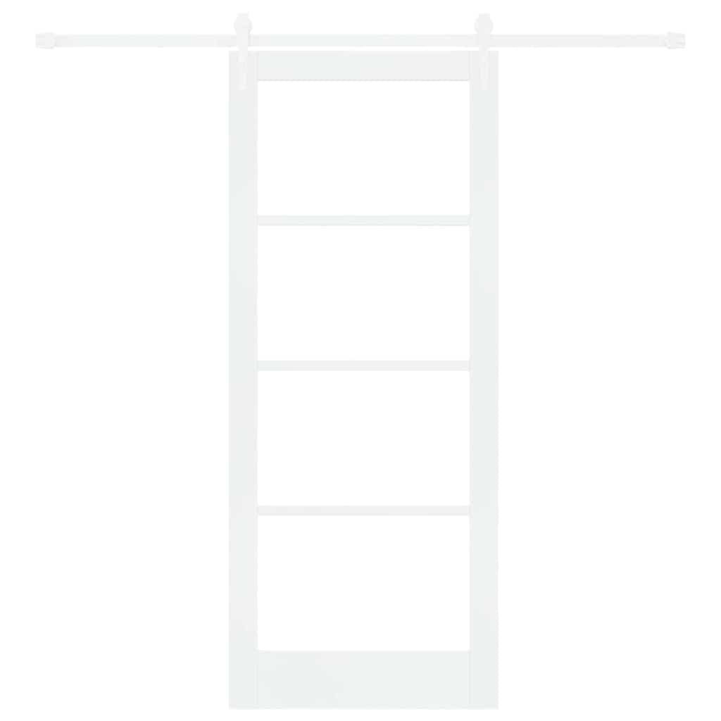 Skyvedør 83 x 202 cm Massivt furutre og glass Hvit