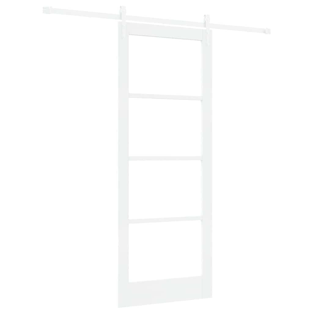 Skyvedør Hvit 83 x 211 cm Massivt furutre og glass