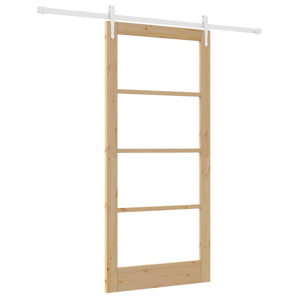 Skyvedør Naturlig 93 x 202 cm Massivt furutre og glass