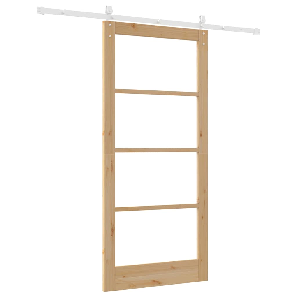 Skyvedør Naturlig 93 x 202 cm Massivt furutre og glass