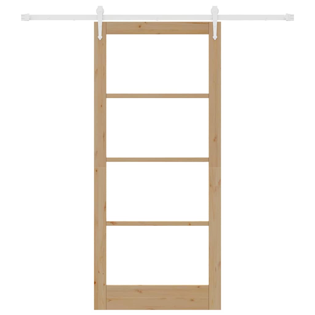 Skyvedør Naturlig 93 x 211 cm Massivt furutre og glass