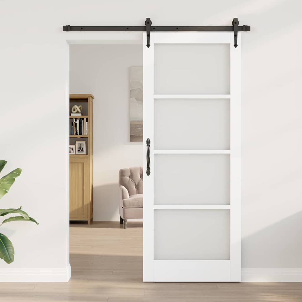 Skyvedør ORKDAL Hvit 83 x 211 cm Massivt furutre og glass