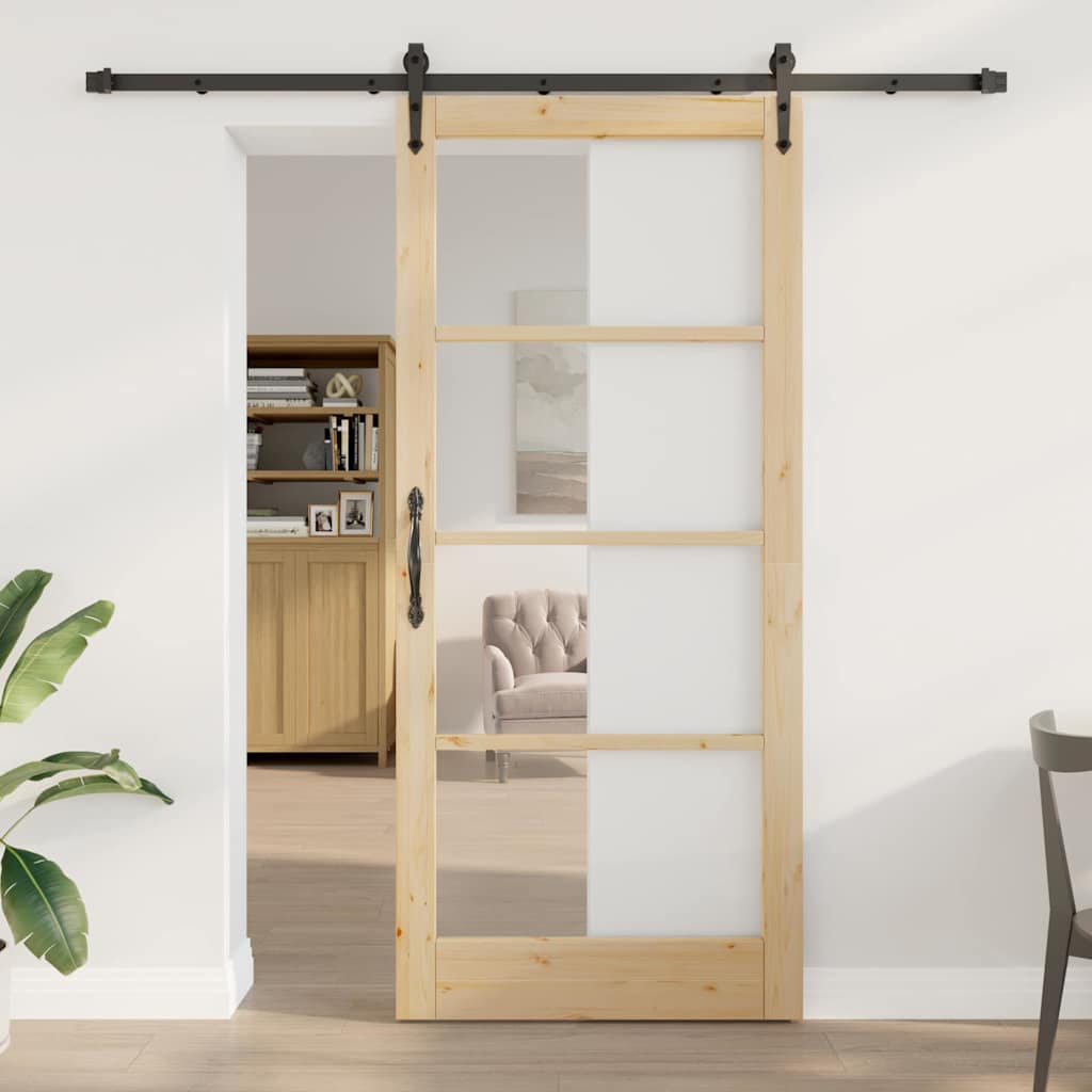 Skyvedør ORKDAL Naturlig 93 x 211 cm Massivt furutre og glass