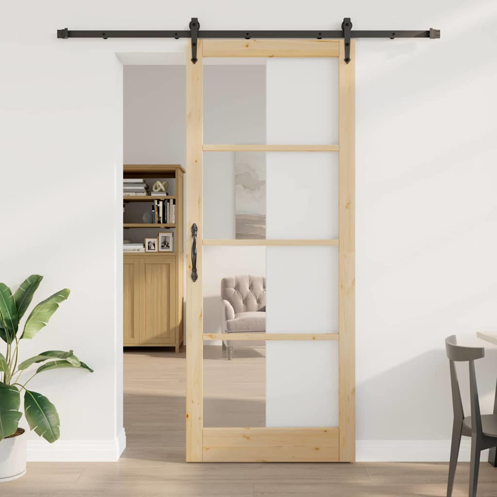 Skyvedør ORKDAL Naturlig 93 x 232 cm Massivt furutre og glass