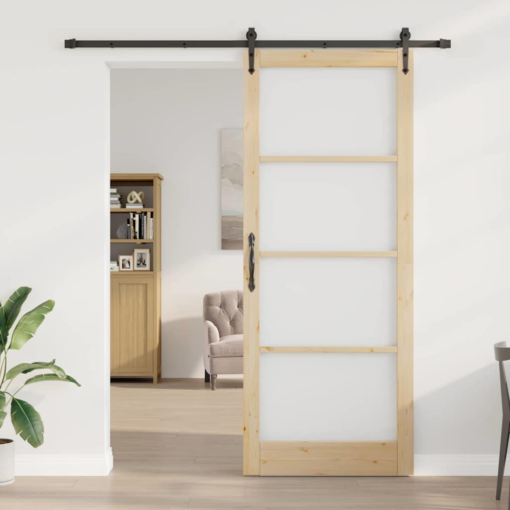 Skyvedør ORKDAL Naturlig 93 x 232 cm Massivt furutre og glass