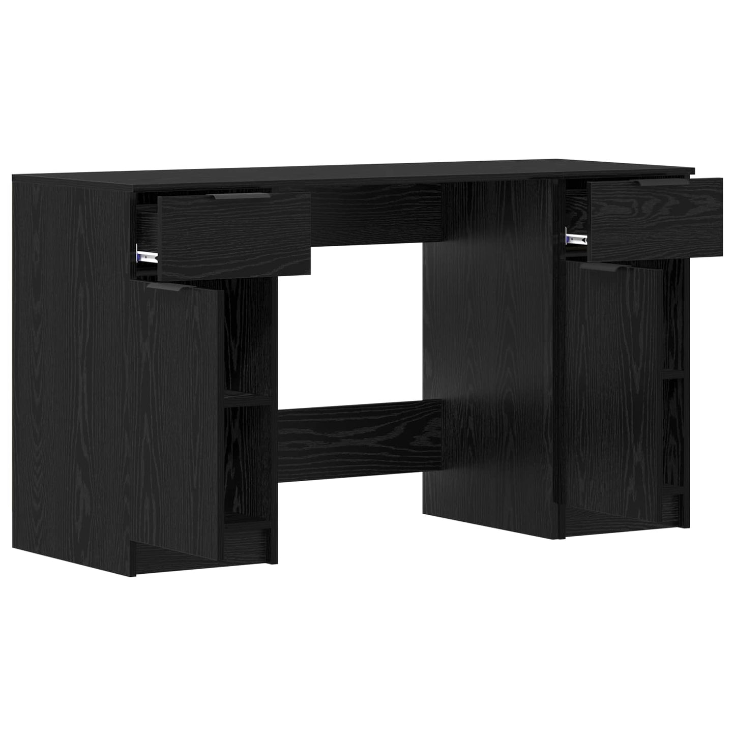 Skrivebord med skuff Svart Eik 133 x 50 x 75 cm Konstruert tre