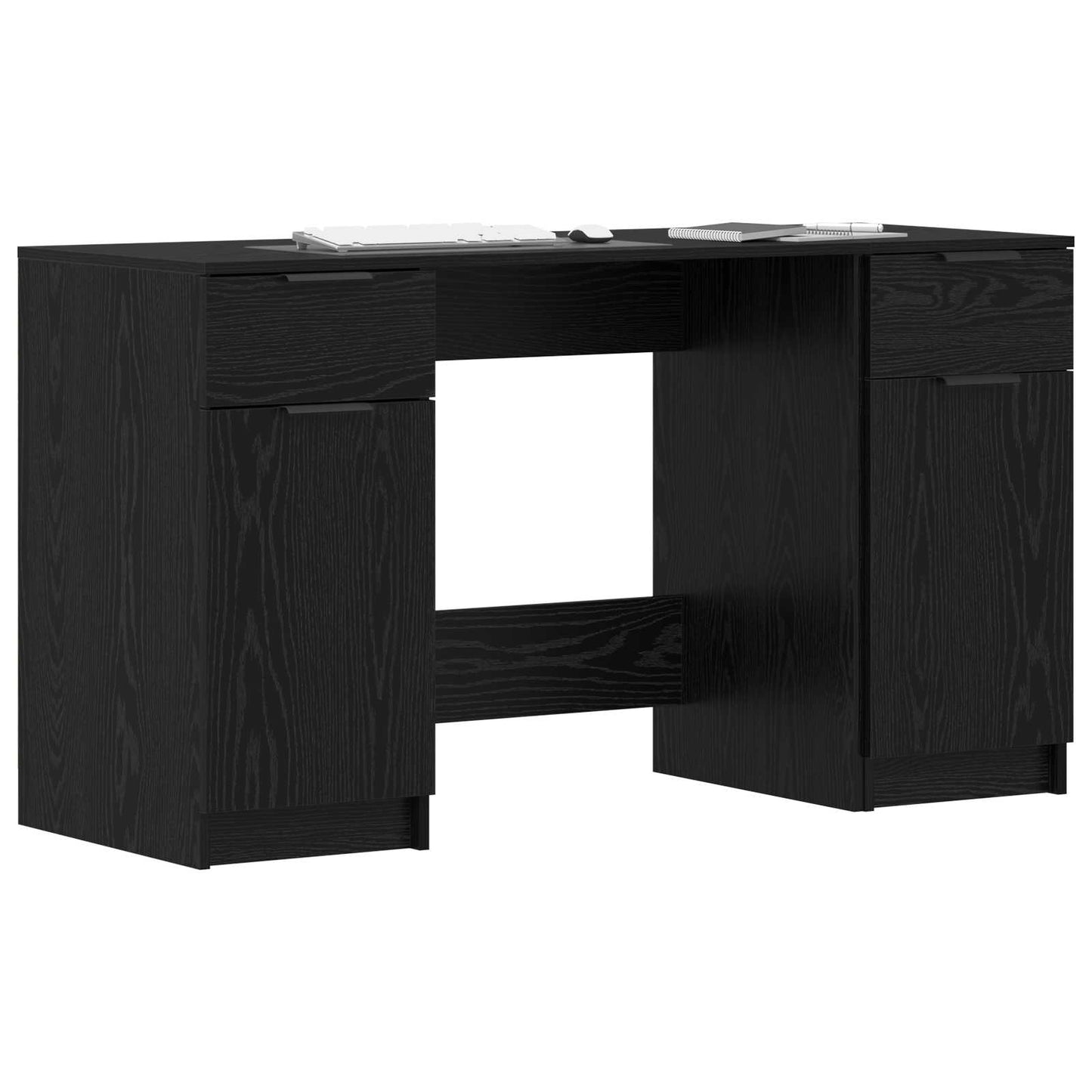 Skrivebord med skuff Svart Eik 133 x 50 x 75 cm Konstruert tre