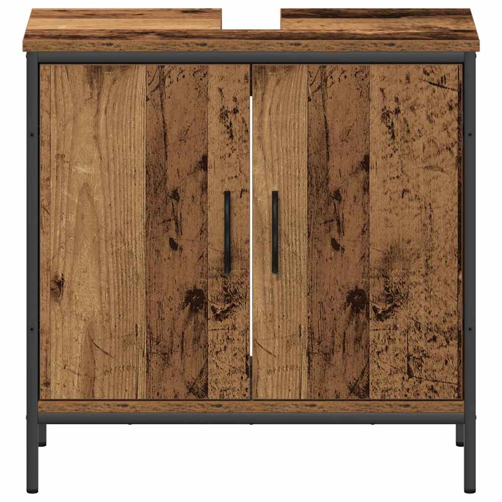Baderomsinnredningssett med hylle 2 pcs Brun Konstruert tre
