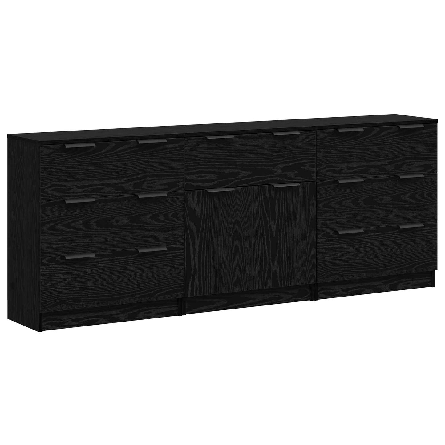 Serviesskap 3 pcs Svart Eik 181 x 30 x 70 cm Konstruert tre
