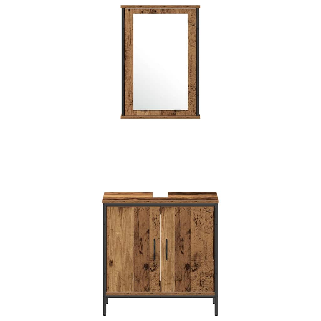 Baderomsinnredningssett med hylle 3 pcs Brun Konstruert tre