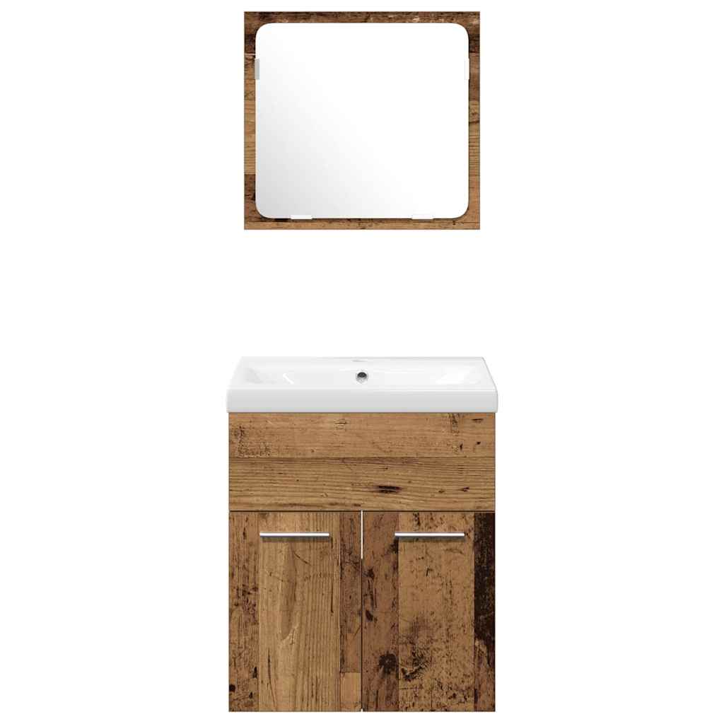 Baderomsinnredningssett 4 pcs Gammelt tre Konstruert tre