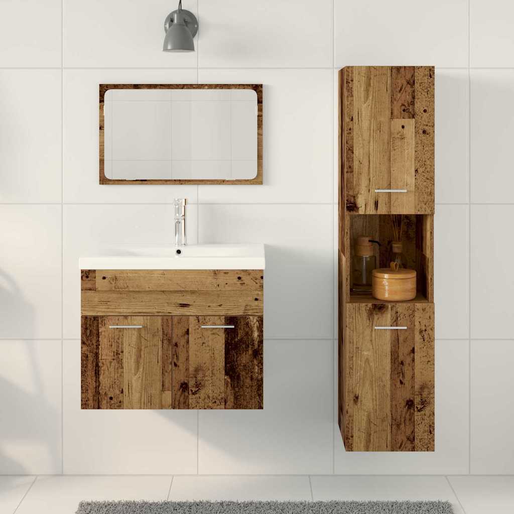 Baderomsinnredningssett med hylle 4 pcs Brun Konstruert tre vidaXL