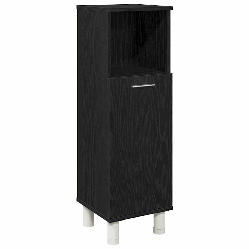 Baderomsinnredningssett med dør 4 pcs Svart 30 x 30 x 179,5 cm