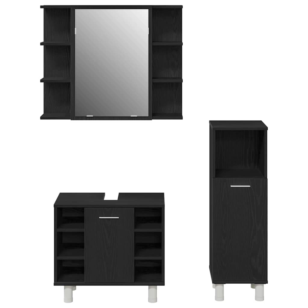 Baderomsinnredningssett med hylle 3 pcs Svart 30 x 30 x 99,5 cm