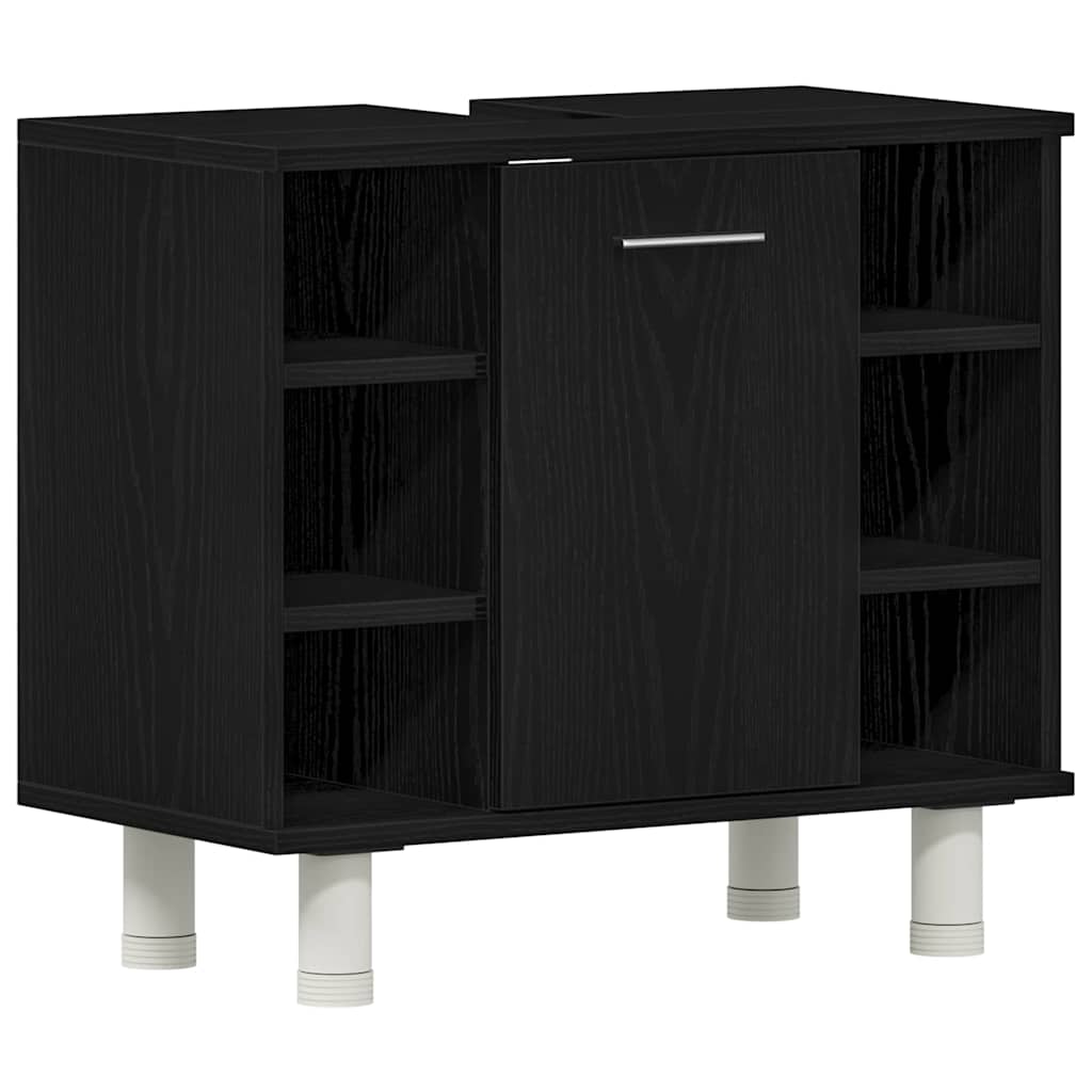 Baderomsinnredningssett med dør 3 pcs Svart 30 x 30 x 179,5 cm
