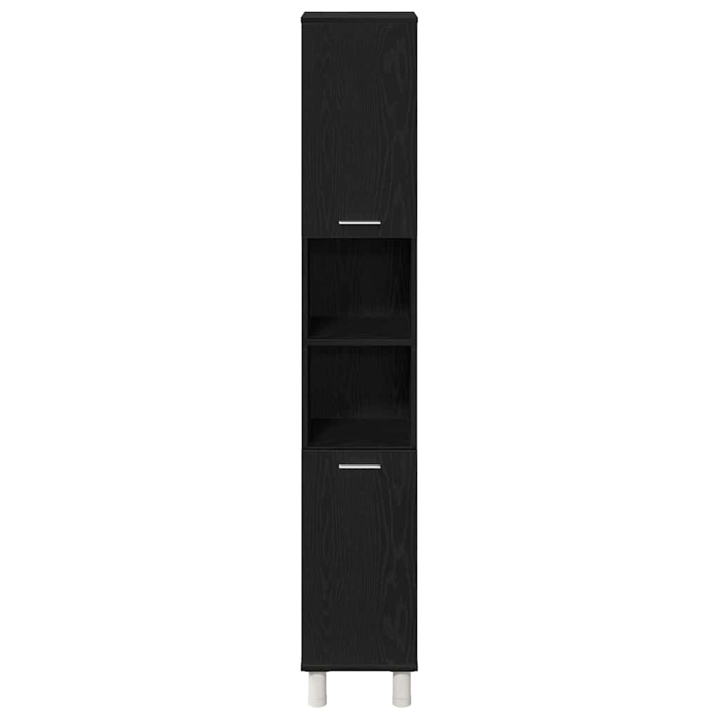 Baderomsinnredningssett med dør 3 pcs Svart 30 x 30 x 179,5 cm
