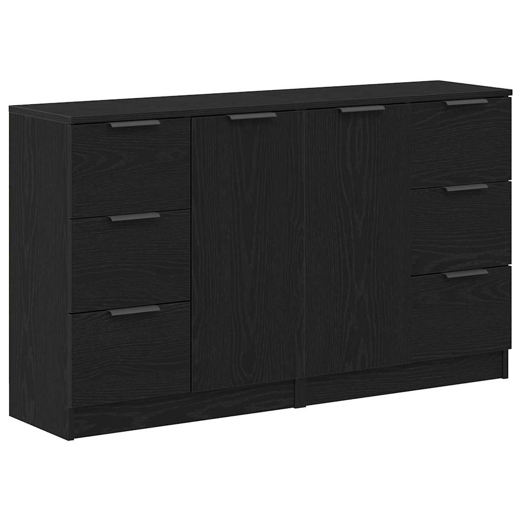 Serviesskap med skuff Svart Eik 120 x 30 x 70 cm Konstruert tre