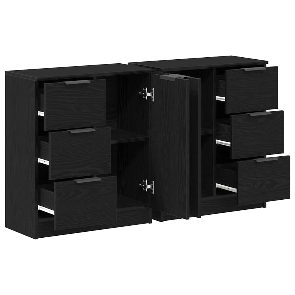 Serviesskap med skuff Svart Eik 120 x 30 x 70 cm Konstruert tre
