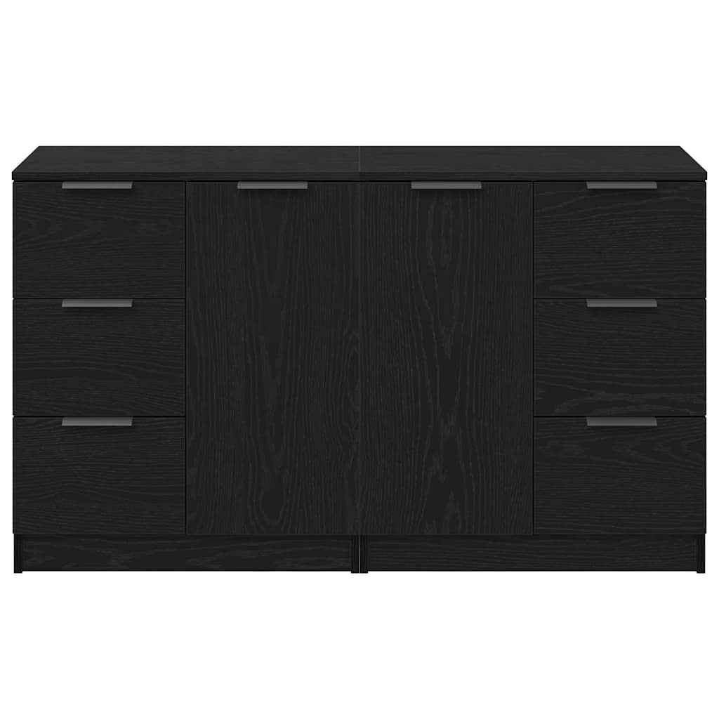 Serviesskap med skuff Svart Eik 120 x 30 x 70 cm Konstruert tre