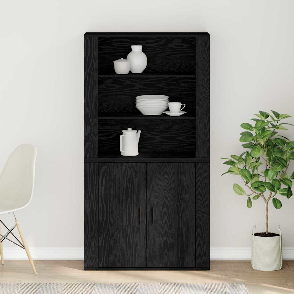 Høyskap Svart Eik 80 x 33 x 150 cm Konstruert tre vidaXL