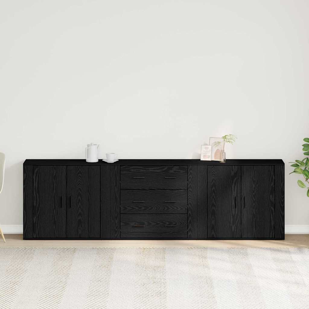 Serviesskap med skuff Svart Eik 240 x 33 x 70 cm Konstruert tre