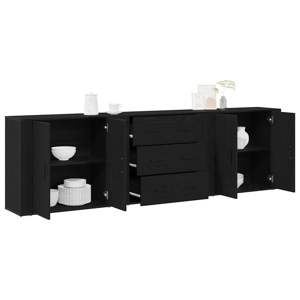 Serviesskap med skuff Svart Eik 240 x 33 x 70 cm Konstruert tre