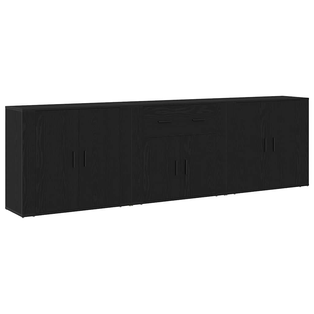 Serviesskap med skuff Svart Eik 240 x 33 x 70 cm Konstruert tre vidaXL
