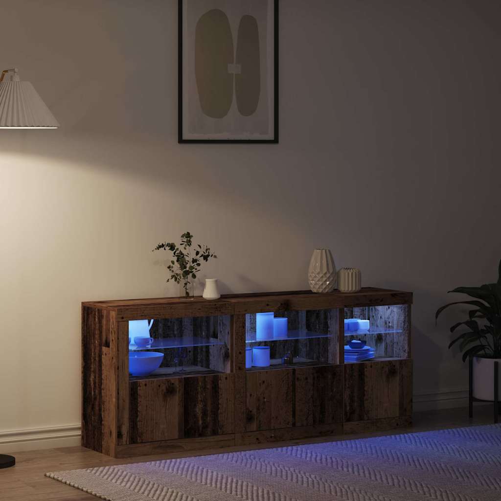 LED sideboard Gammelt tre 162 x 37 x 67 cm Konstruert tre
