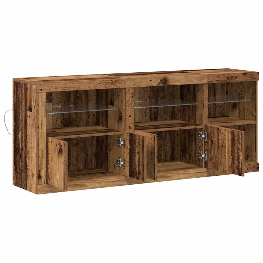 LED sideboard Gammelt tre 162 x 37 x 67 cm Konstruert tre