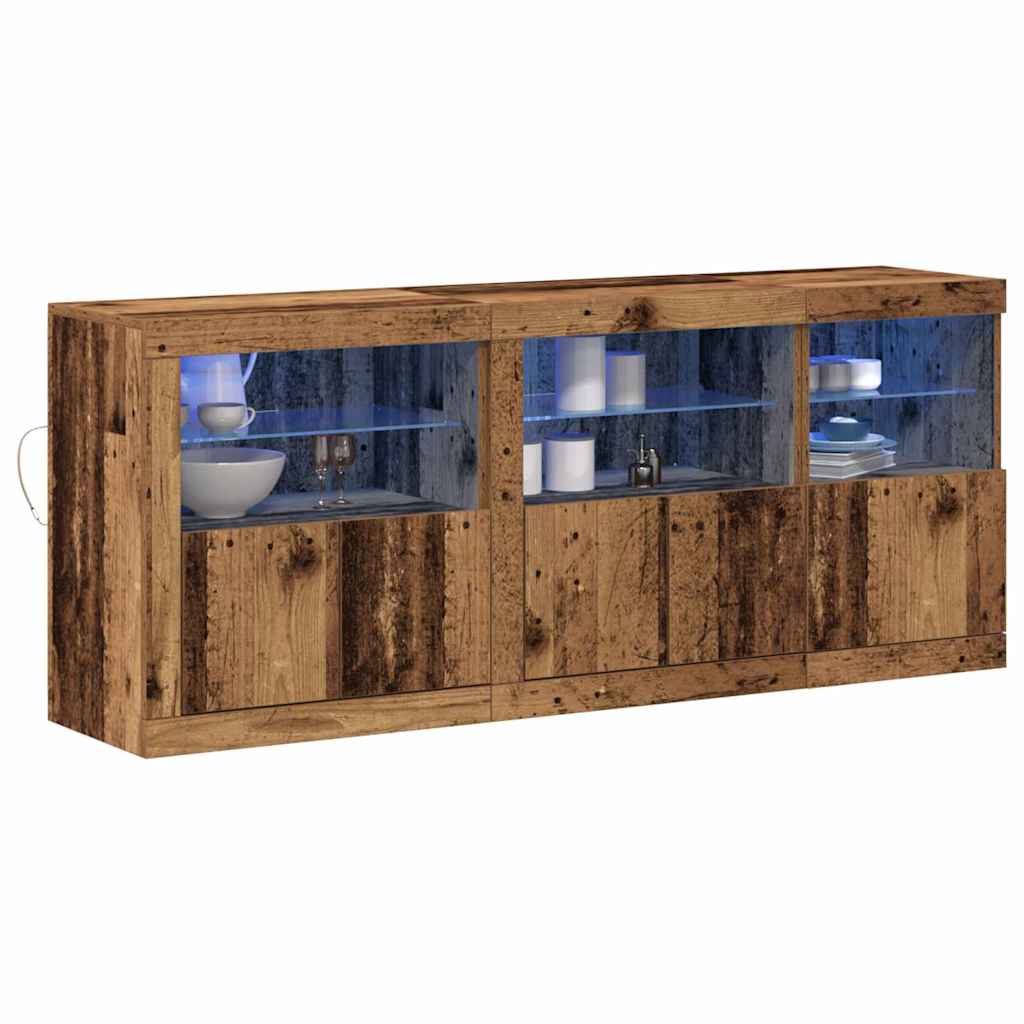 LED sideboard Gammelt tre 162 x 37 x 67 cm Konstruert tre