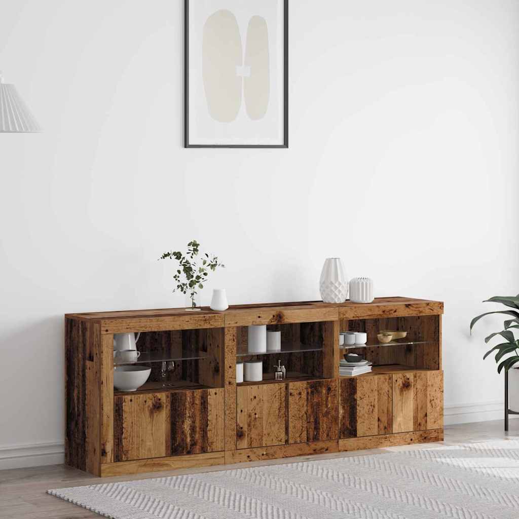 LED sideboard Gamle tre 181 x 37 x 67 cm Konstruert tre