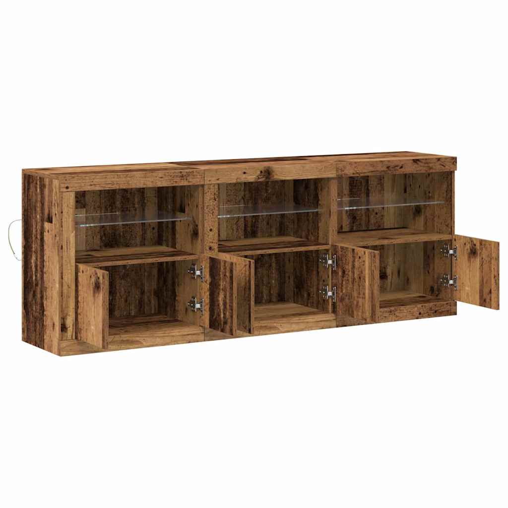 LED sideboard Gamle tre 181 x 37 x 67 cm Konstruert tre