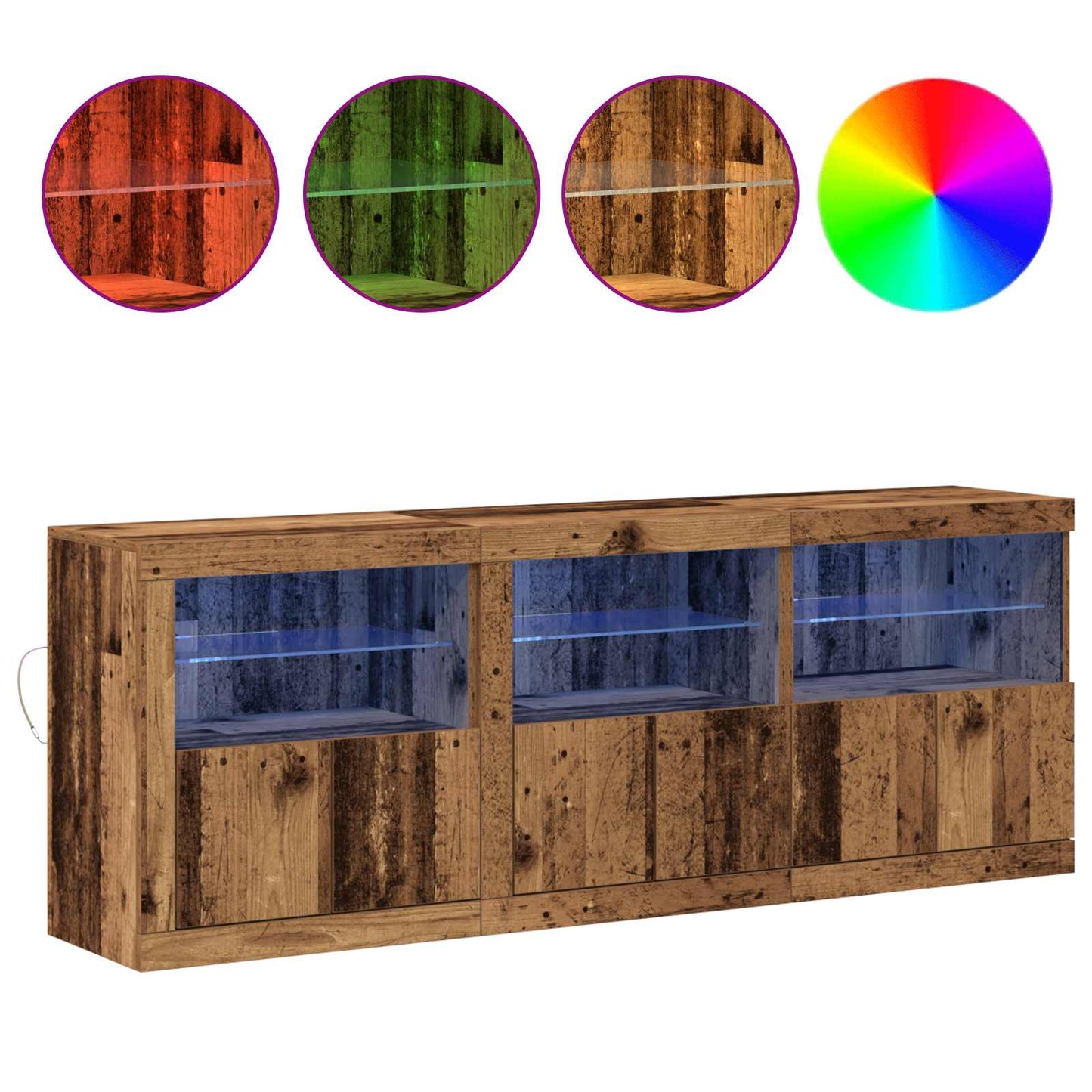 LED sideboard Gamle tre 181 x 37 x 67 cm Konstruert tre