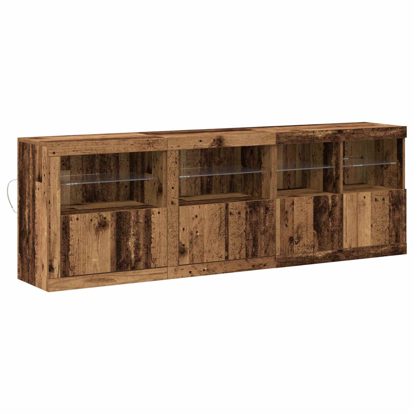 LED sideboard Gammelt tre 202 x 37 x 67 cm Konstruert tre