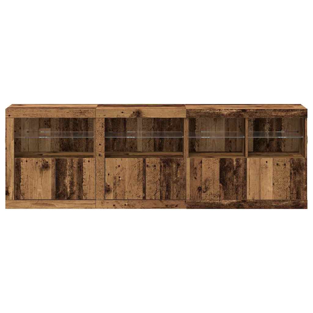 LED sideboard Gammelt tre 202 x 37 x 67 cm Konstruert tre