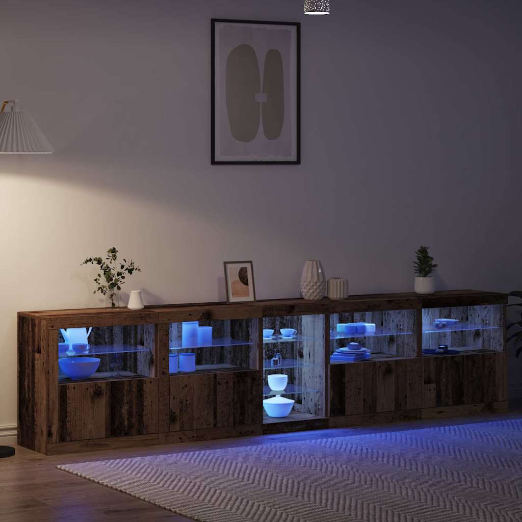 LED sideboard Gammelt tre 283 x 37 x 67 cm Konstruert tre