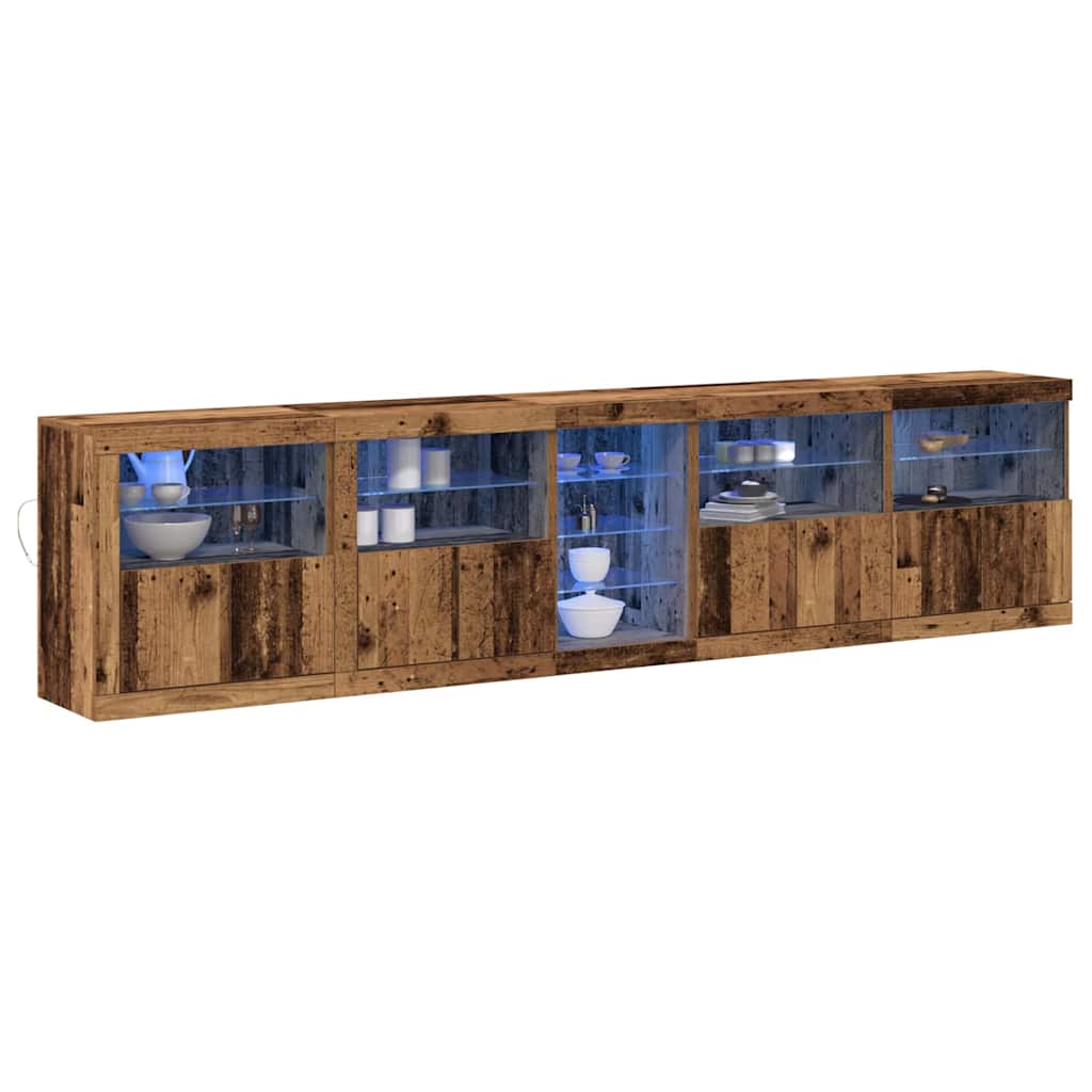 LED sideboard Gammelt tre 283 x 37 x 67 cm Konstruert tre