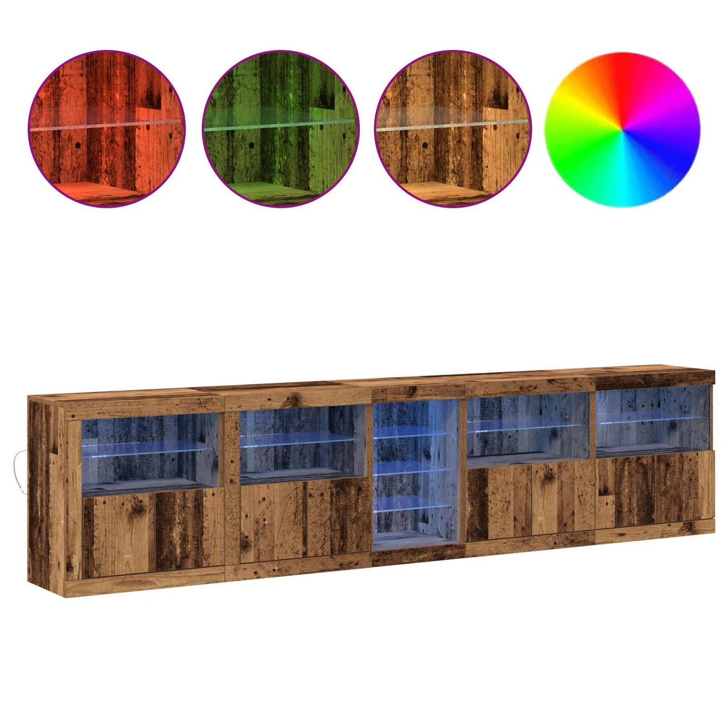 LED sideboard Gammelt tre 283 x 37 x 67 cm Konstruert tre