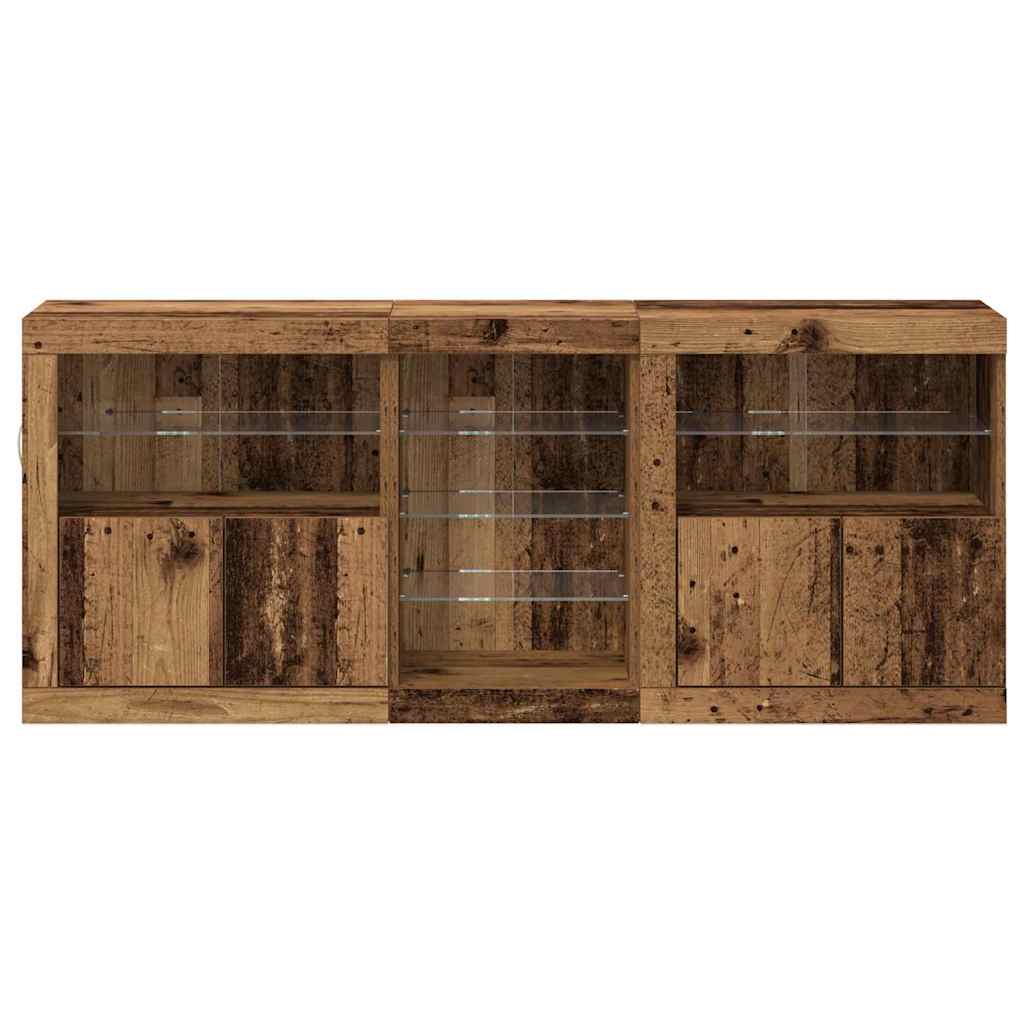 LED sideboard Gammelt tre 162 x 37 x 67 cm Konstruert tre