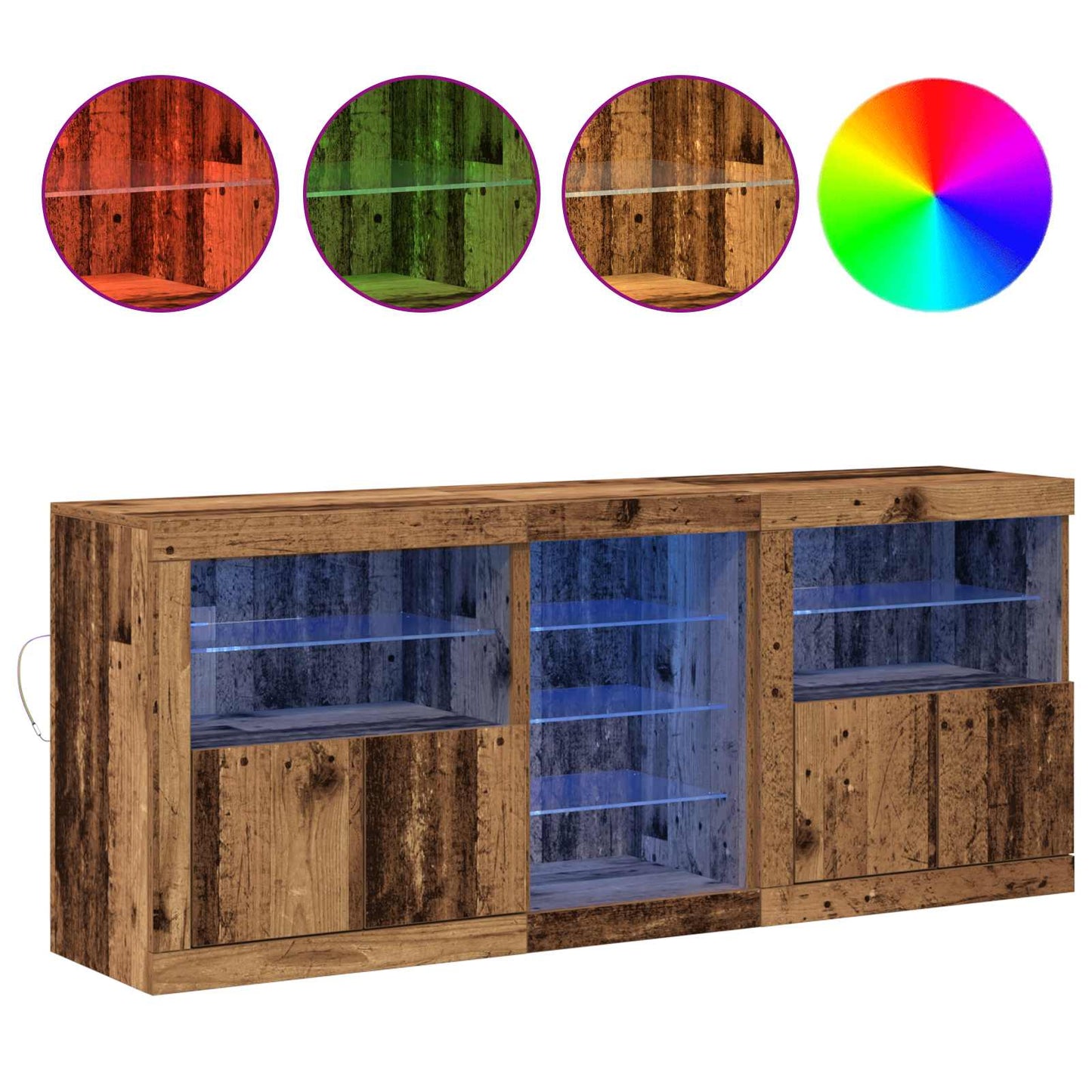 LED sideboard Gammelt tre 162 x 37 x 67 cm Konstruert tre