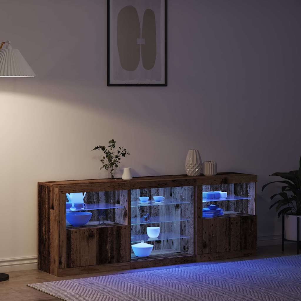 LED sideboard Gammelt tre 181,5 x 37 x 67 cm Konstruert tre