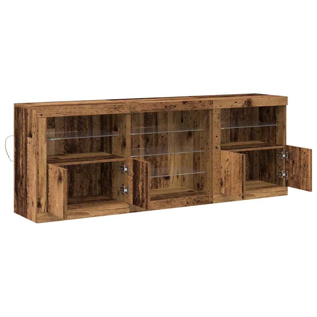 LED sideboard Gammelt tre 181,5 x 37 x 67 cm Konstruert tre
