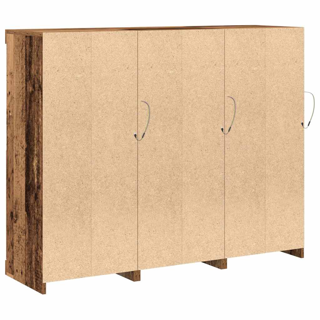 LED sideboard 3 pcs Gammelt tre 123 x 37 x 100 cm