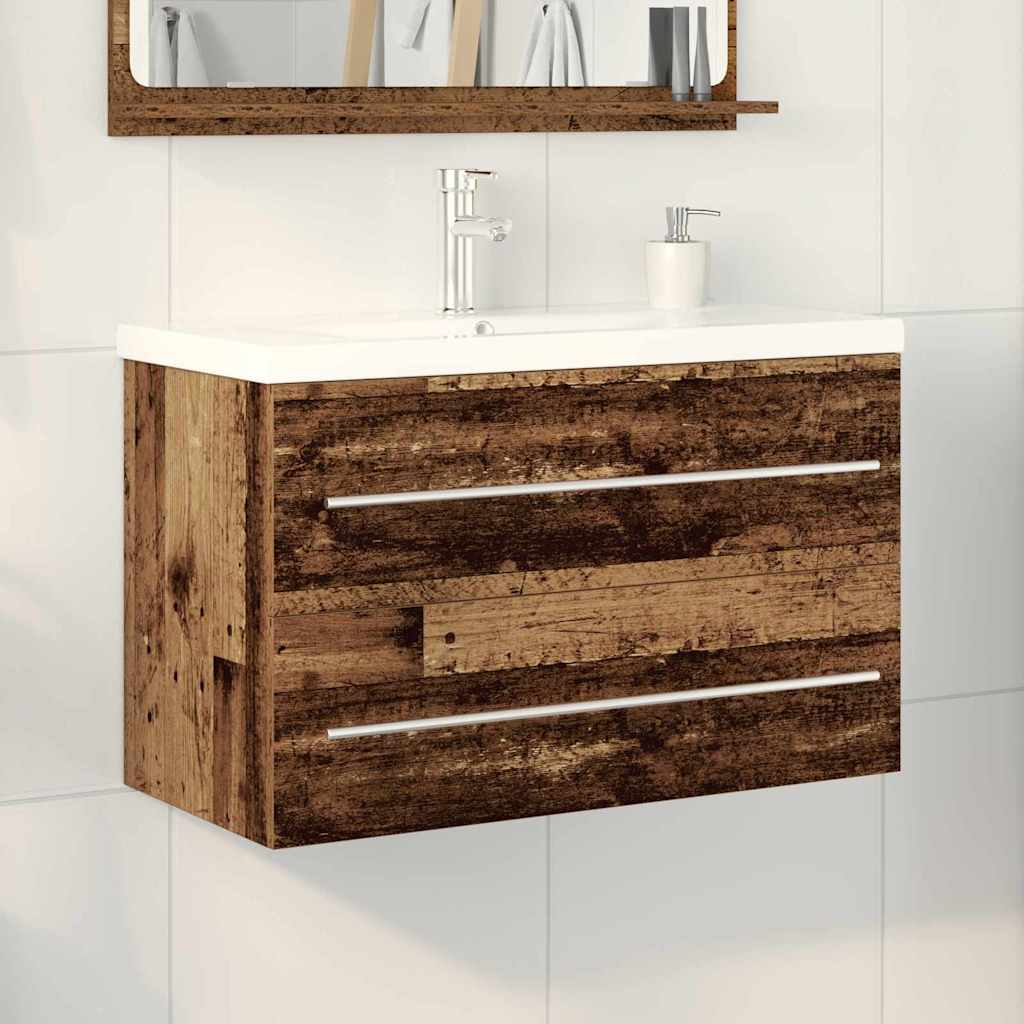 Baderomsvaskeskap med skuff 2 pcs Gamle tre 80 x 38,5 x 48 cm