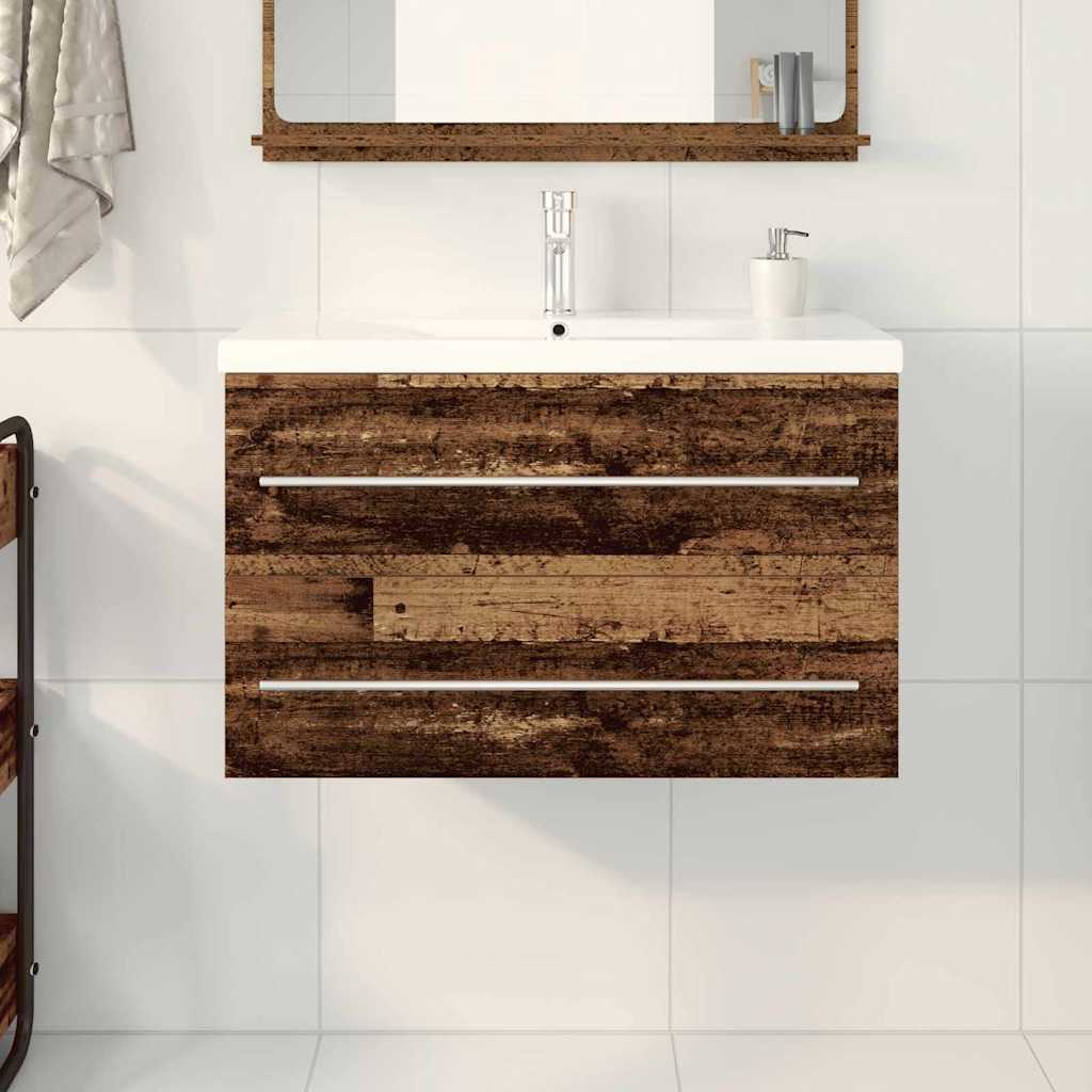 Baderomsvaskeskap med skuff 2 pcs Gamle tre 80 x 38,5 x 48 cm